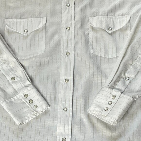 Vintage Panhandle Slim Pearl Snap Gold Stripe Men's Western Shirt - Large - Picture 6 of 13
